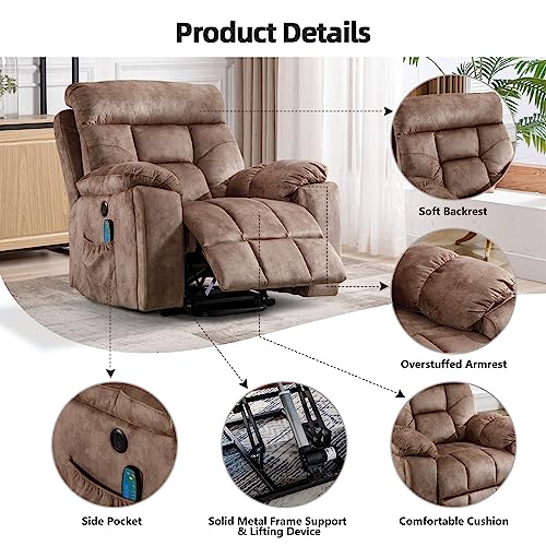 Camel Large Power Lift Recliner Chair with Massage and Heat A504