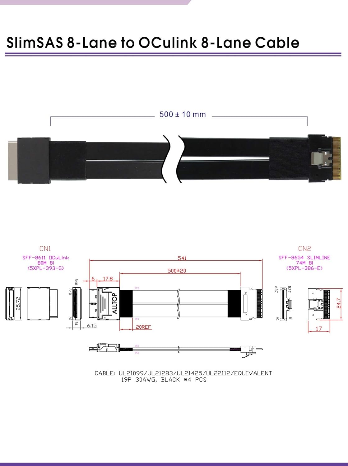 SlimSAS to Oculink 8-Lane Cable M20804