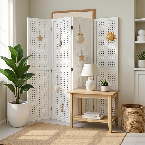 8 Panel Wood Peg Board Room Divider U6159
