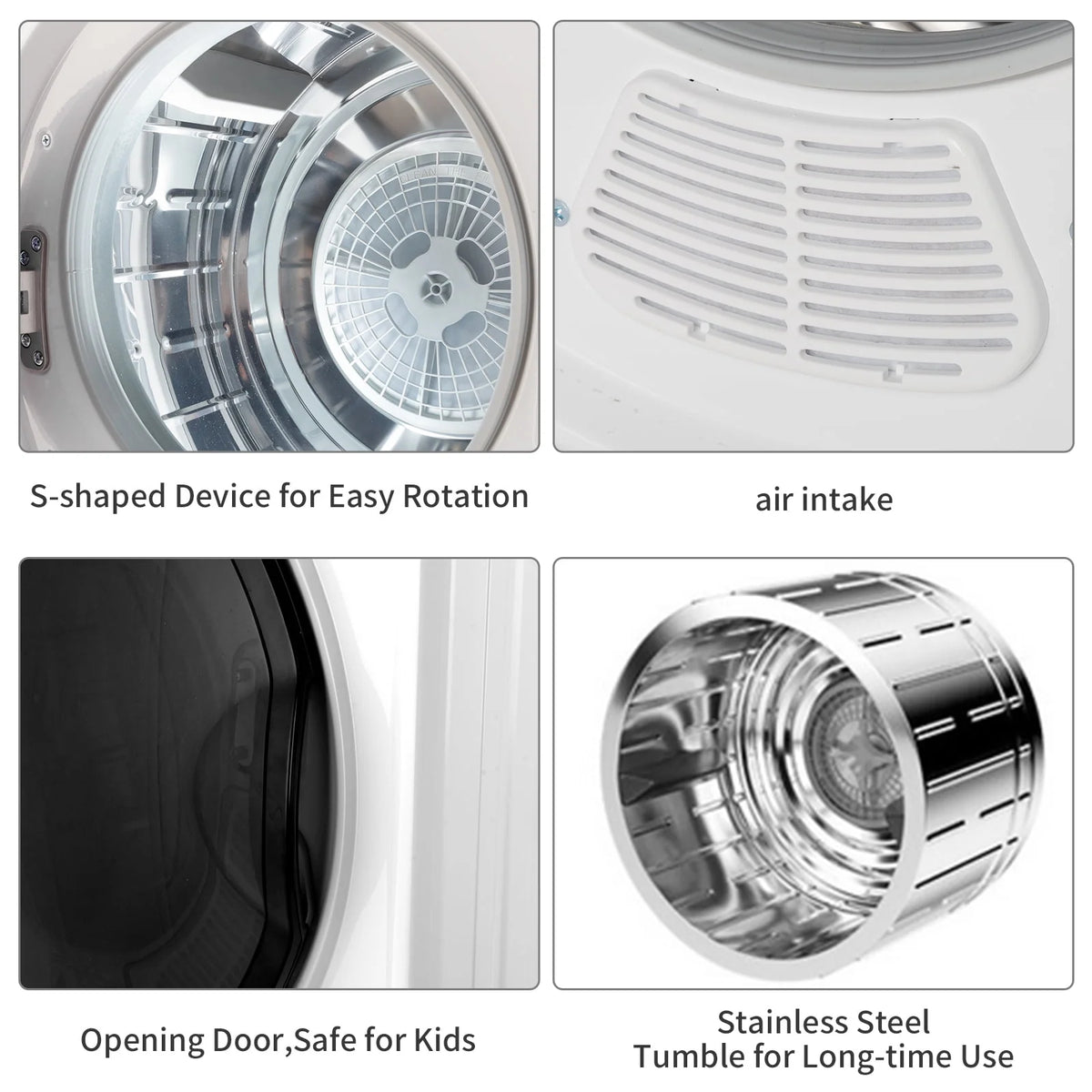 2.6CUFT Electric Compact Portable Clothes Dryer with Stainless Steel Tub, White D381361