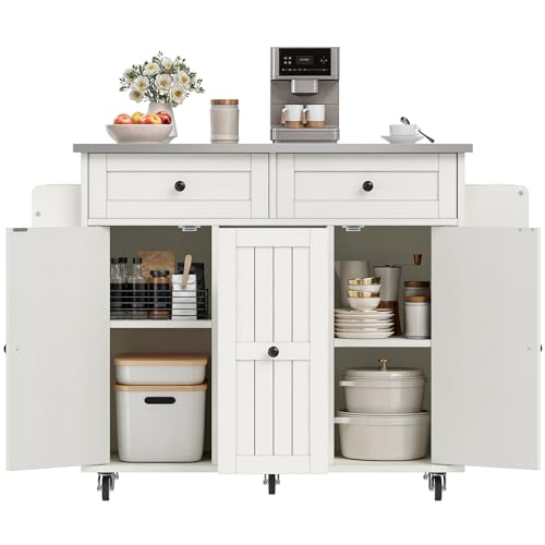 Black Kitchen Island on Wheels with Drop Leaf and Storage Cabinets Z5638