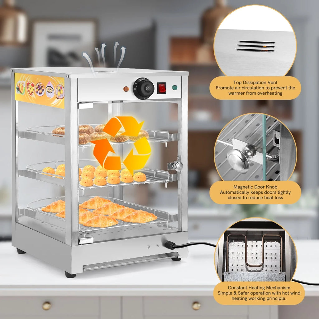 800W 3-Tier Commercial Food Warmer Display Case N26460