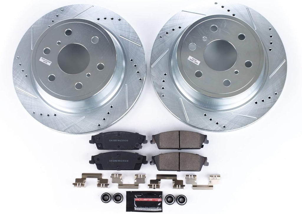 Rear Z23 Carbon Fiber Brake Pads with Drilled & Slotted Brake Rotors Kit U2427