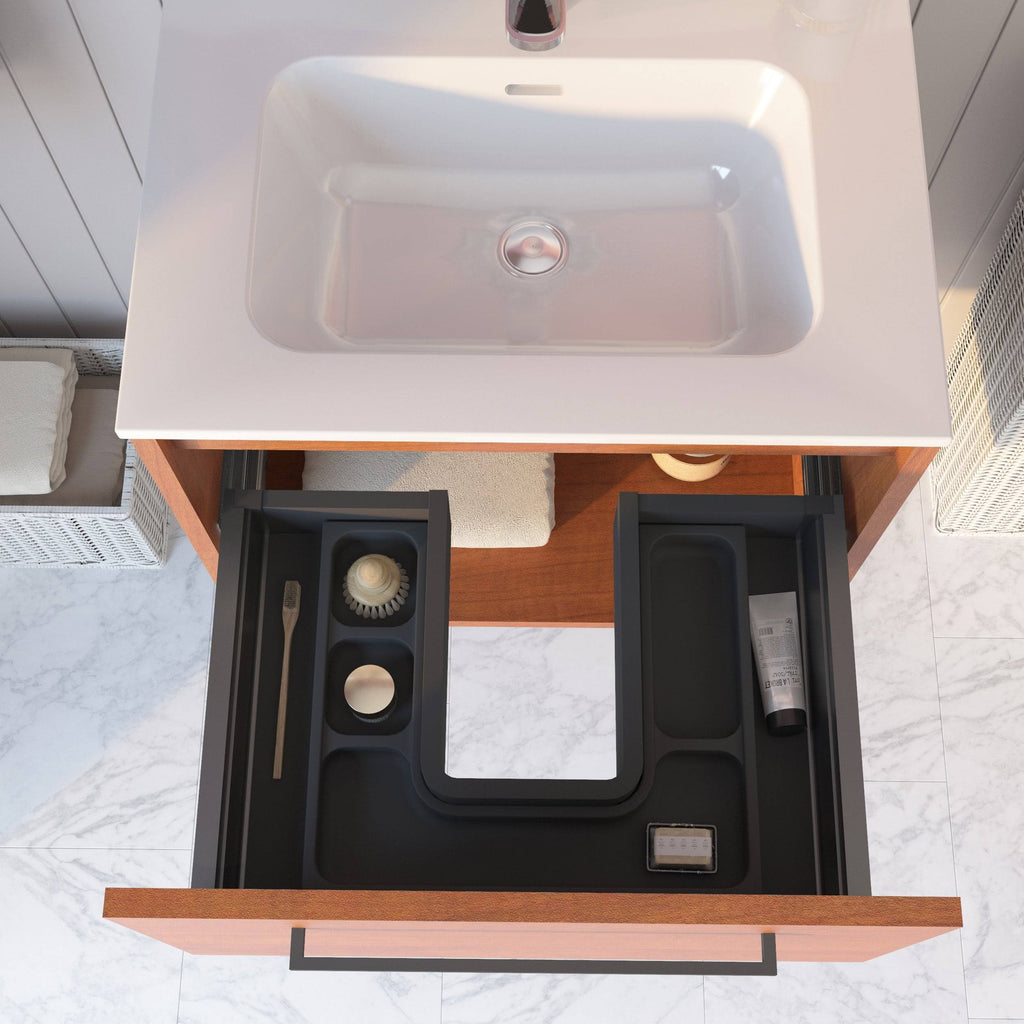 24x22 Autumn Oak Wood Bathroom Vanity Cabinet with Ceramic Top Sink M18810