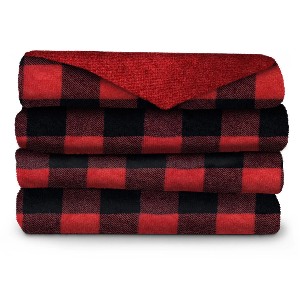 50 Inch x 60 Inch Microplush Heated Throw Blanket in Red Plaid P453