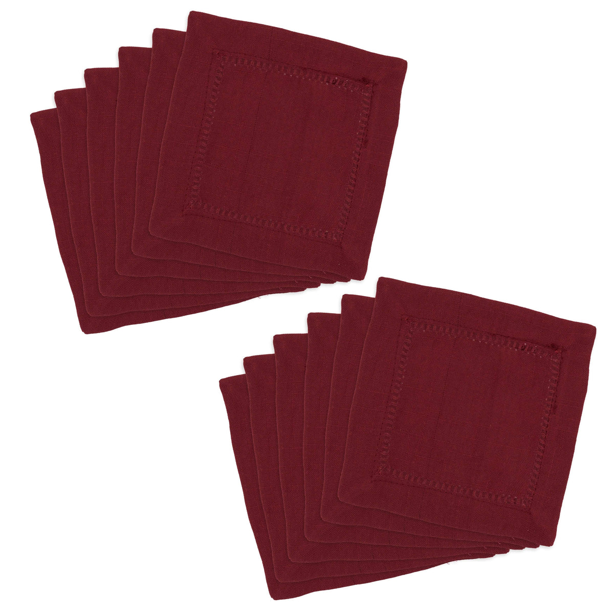 Burgundy Hemstitch Border Dinner Napkin Set of 12 Z471