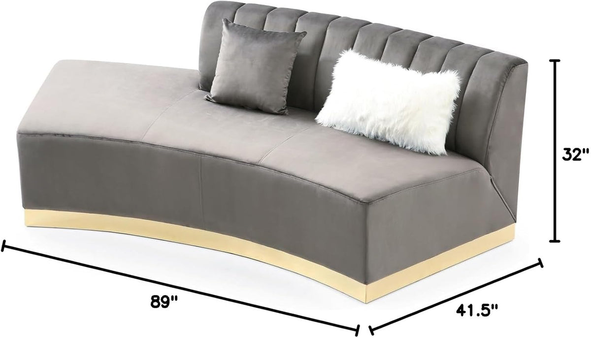 Dark Gray Armless Velvet Curved Sofa J33254