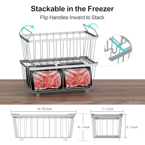 4 Pack Stackable Small Freezer Organizer Bins, White V5012