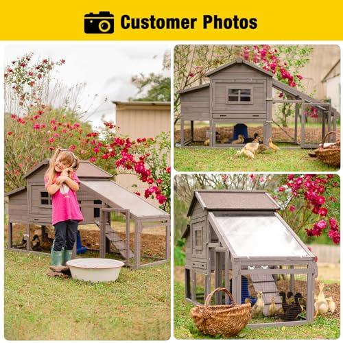 Red with White Wooden Chicken Coop with Wheels C37984