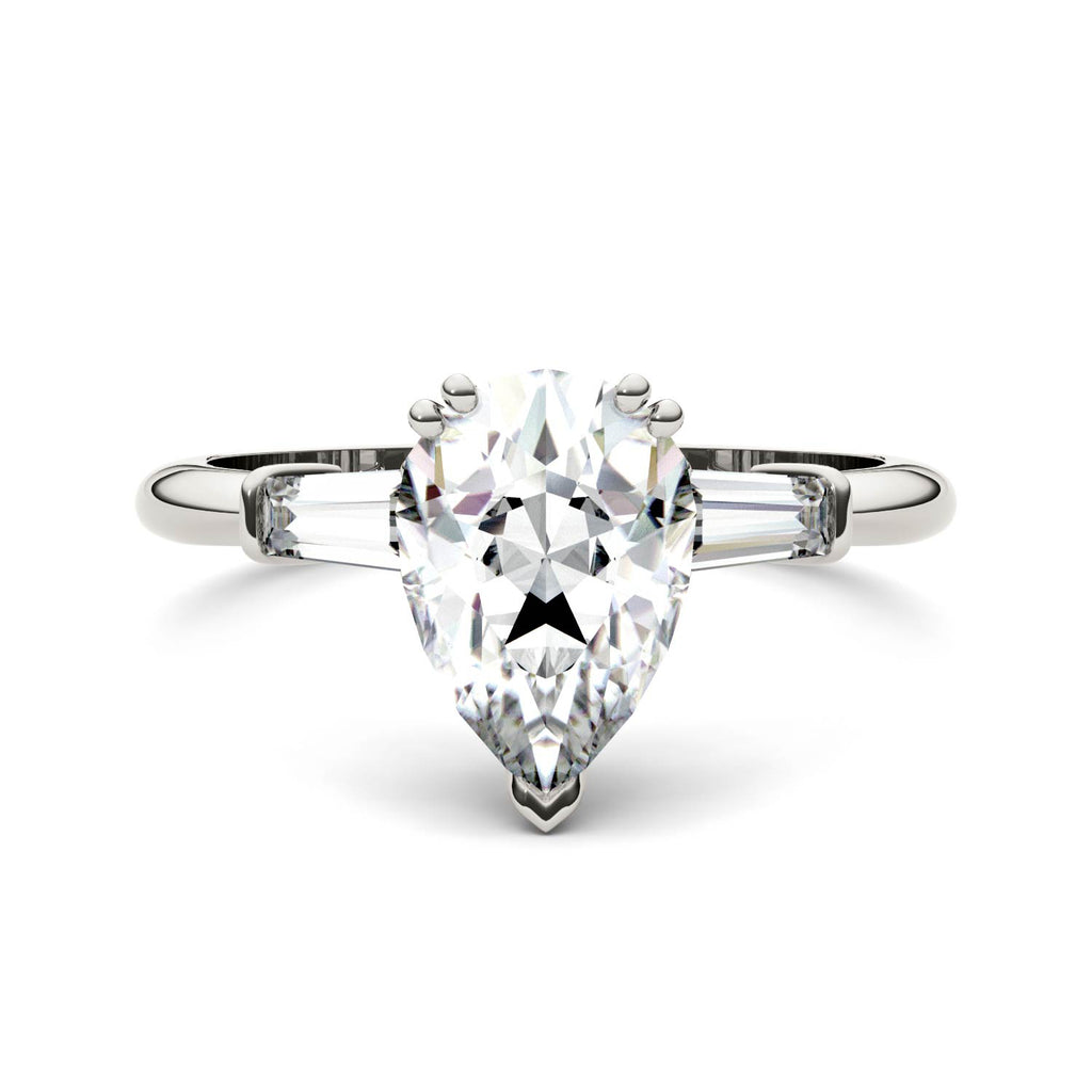 Pear Cut Moissanite Engagement Ring 2.47 DEW M9354
