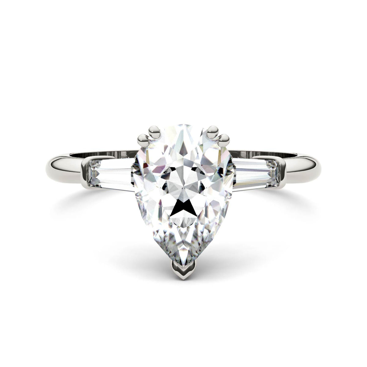 Pear Cut Moissanite Engagement Ring 2.47 DEW M9354