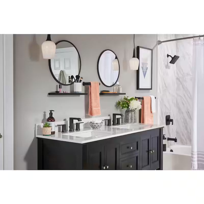 8 in. Widespread Double Handle Bathroom Faucet in Matte Black T8128