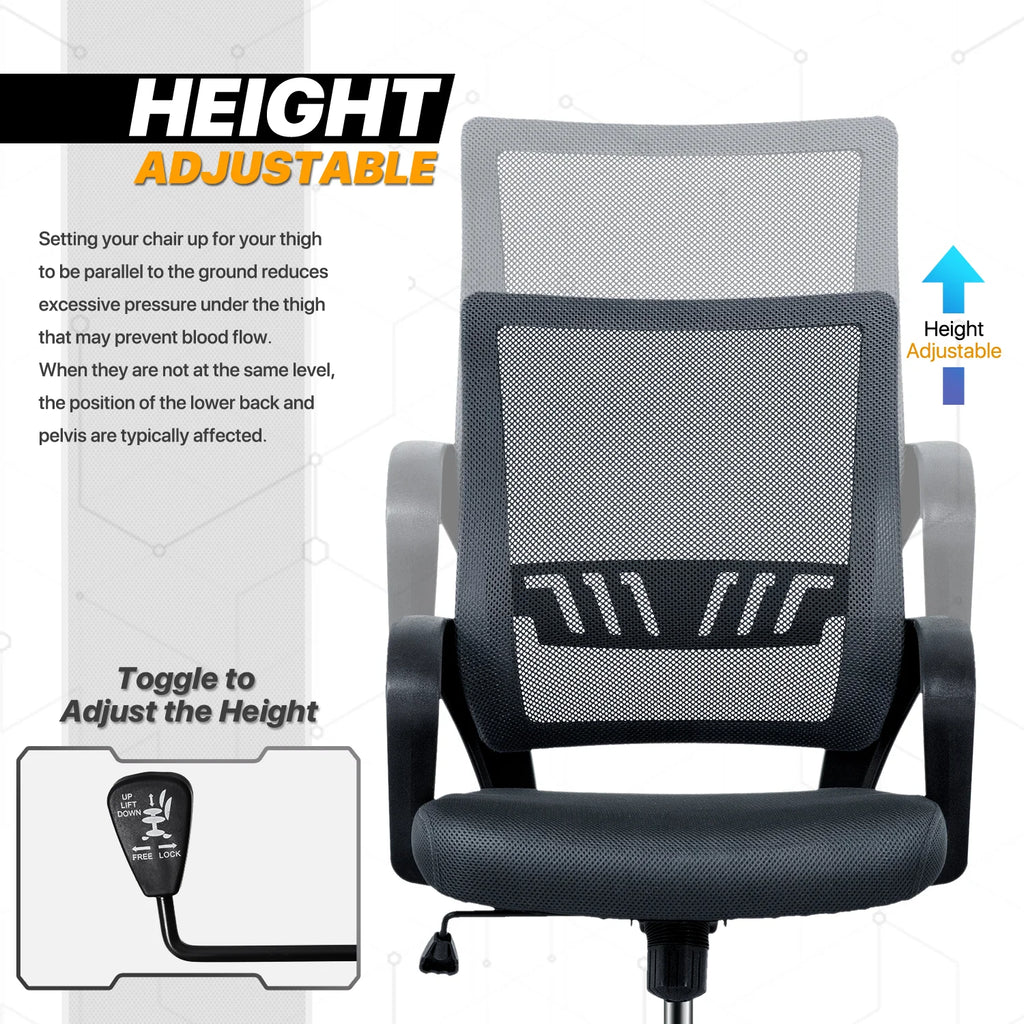 Grey Mesh Ergonomic Office Chair with Lumbar Support A699262