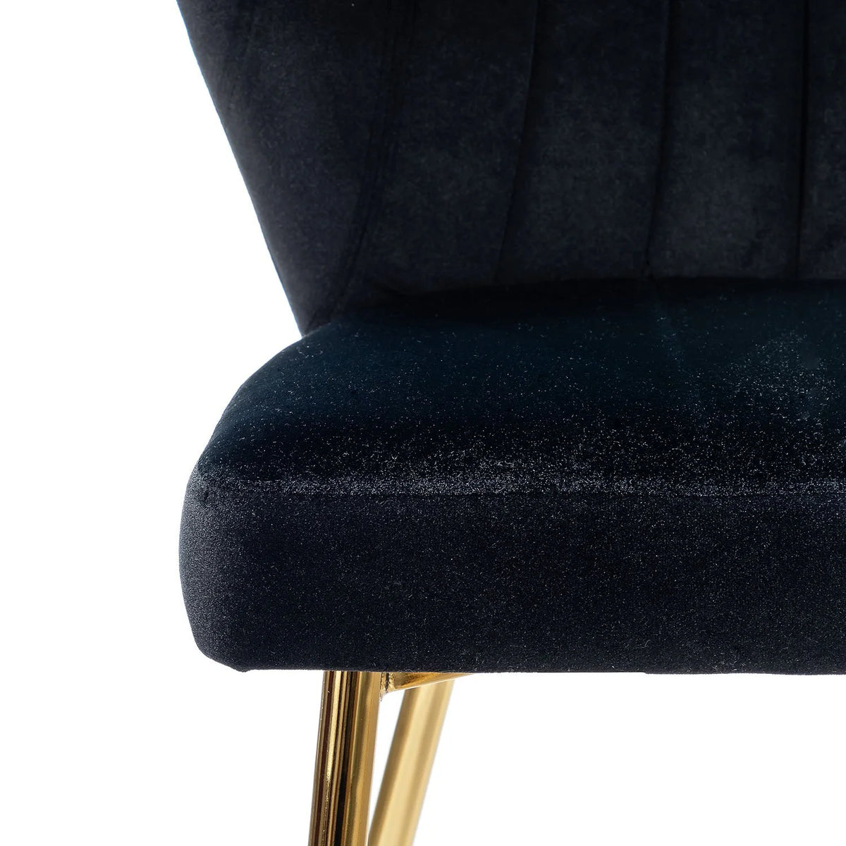 Black Velvet Upholstered Wingback Dining Chairs Set of 4 with Metal Legs S774645