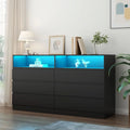White 6 Drawer Double Dresser with Power Outlet and LED Light S1081