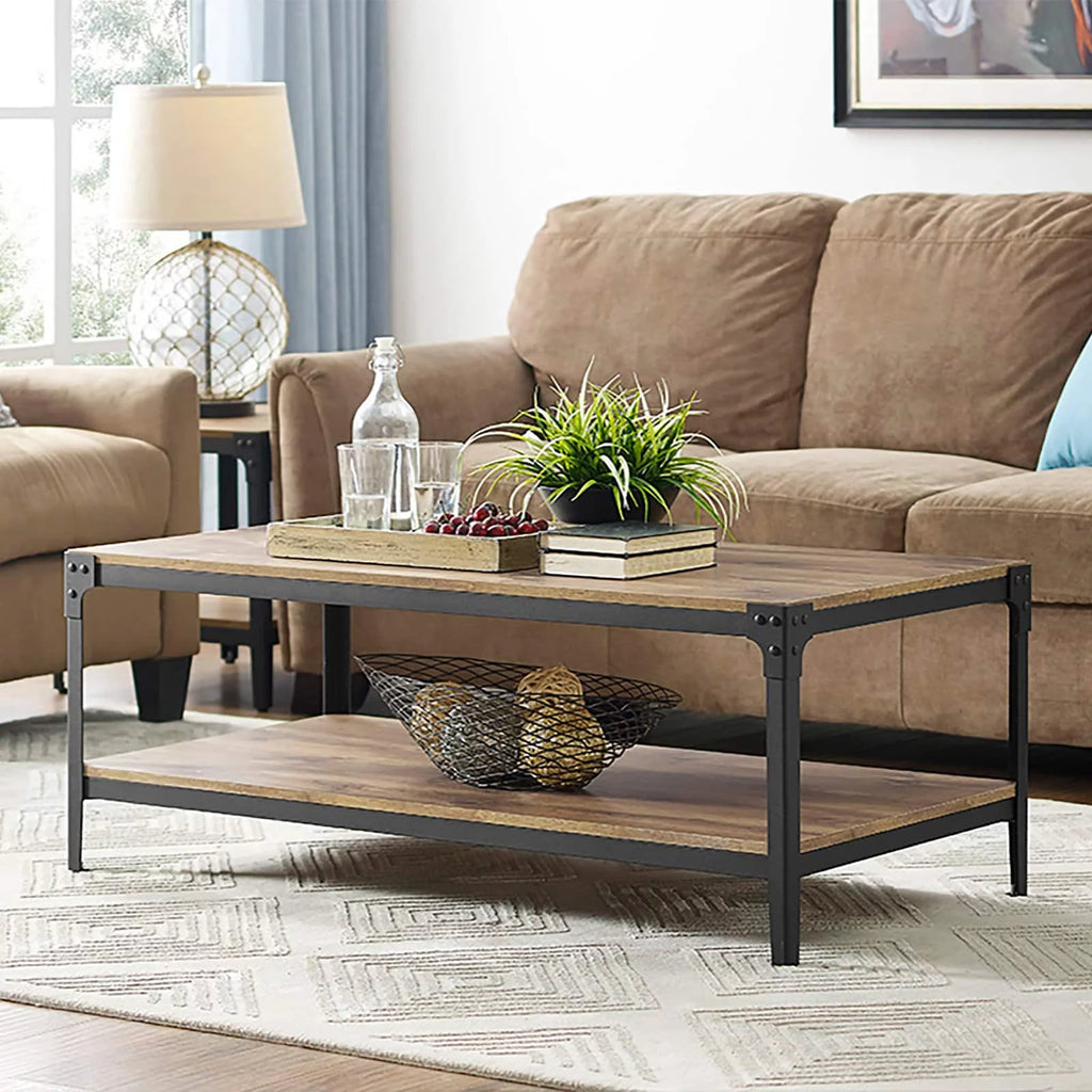 Rustic Metal and Wood Coffee Table K96000