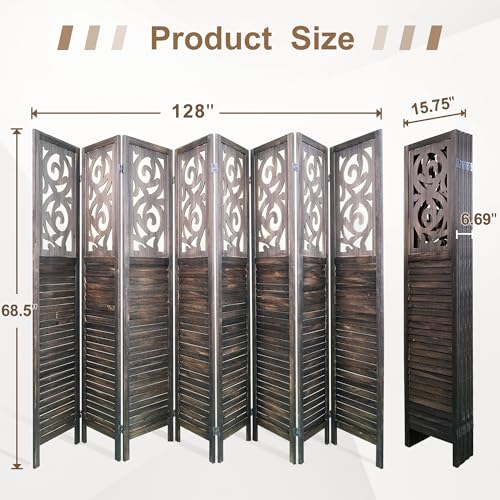 8 Panel Wood Peg Board Room Divider U6159