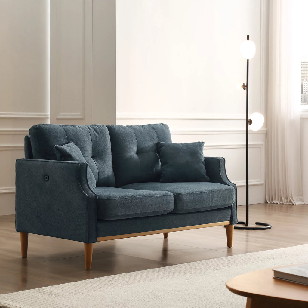 Blue Sofa with Two Pillows and USB Charge Port S74838