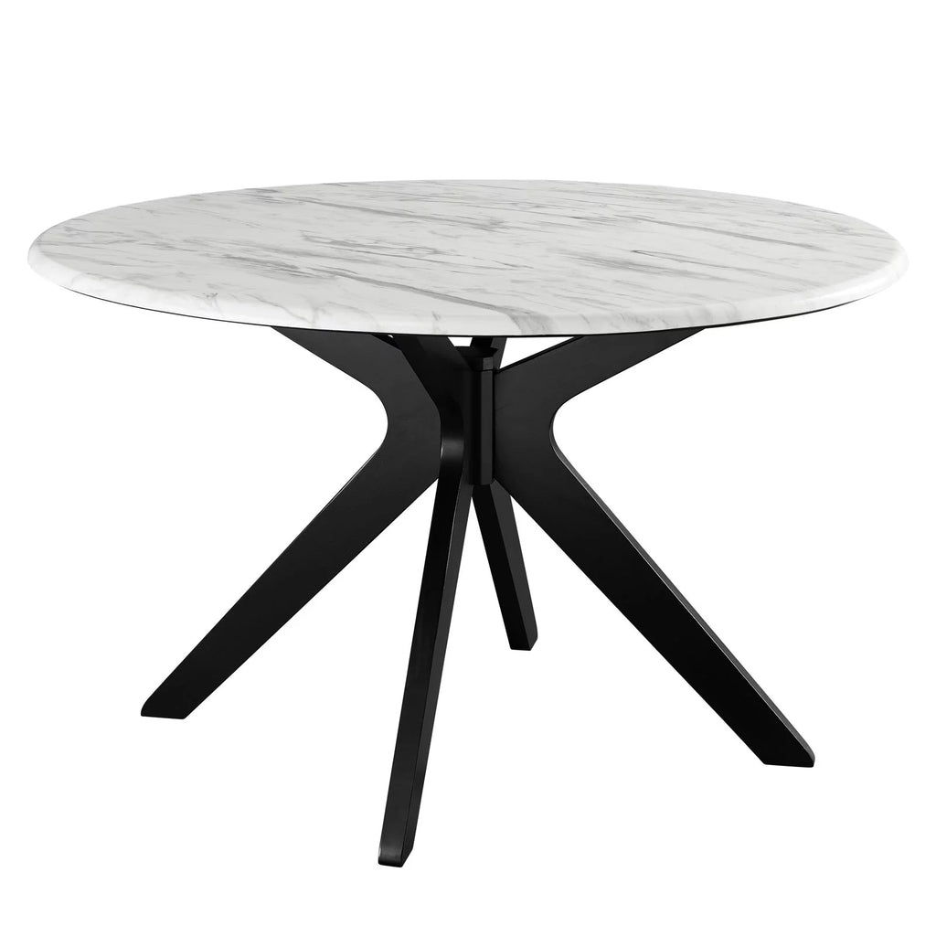 50 inch Round White Black Wood Dining Table E94938
