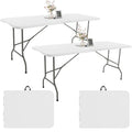 2 Pack 6 FT White Folding Plastic Table with Carrying Handle W2308