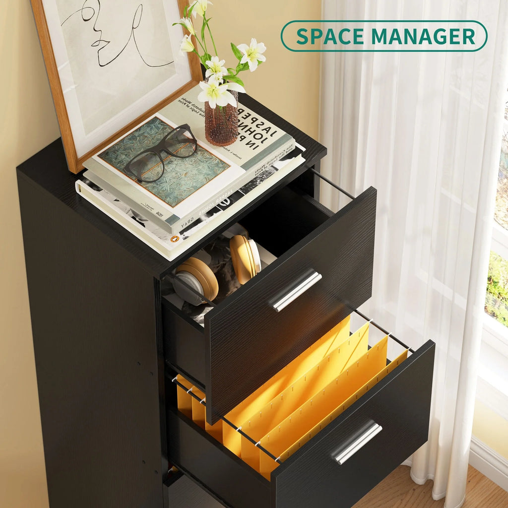 Black 4 Drawers Lockable File Cabinet V81704