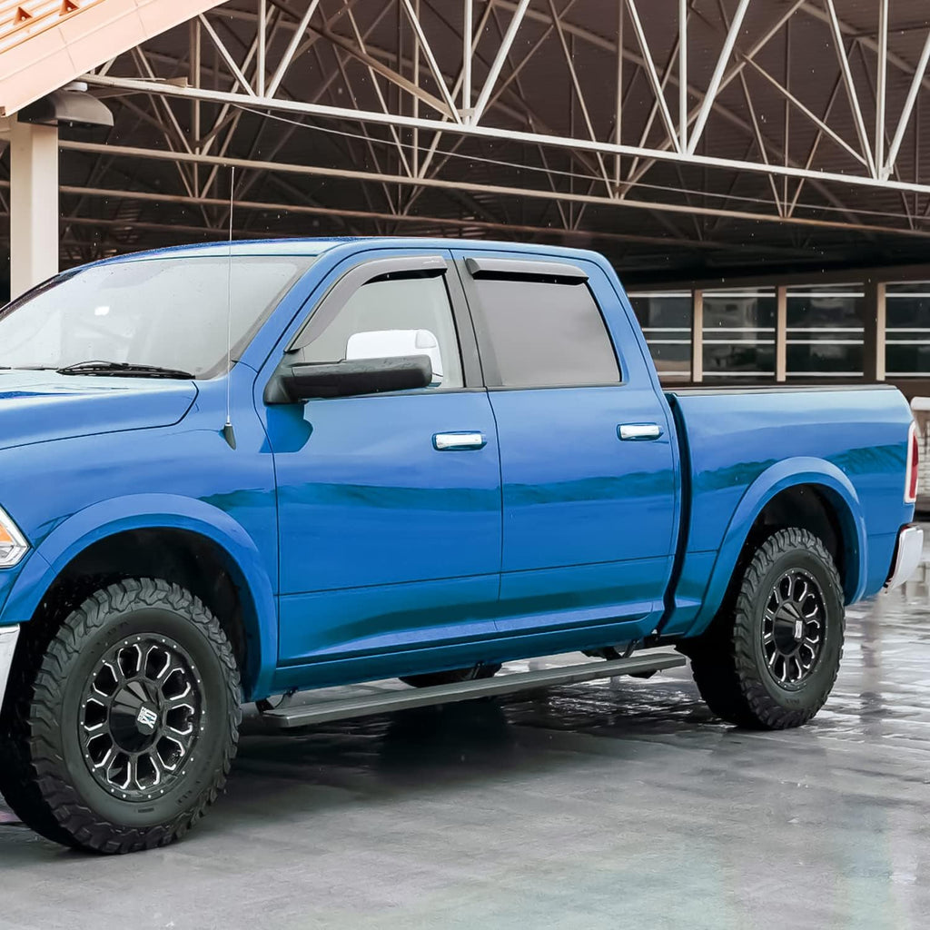 Shatterproof Side Window Deflectors for Dodge RAM 2500 3500 2019-2022 Crew Cab, Tape-on Rain Guards, 4pcs Y27636