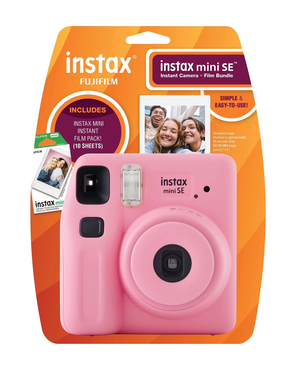 Pink Instant Camera with 10 Pack Mini Film D4833