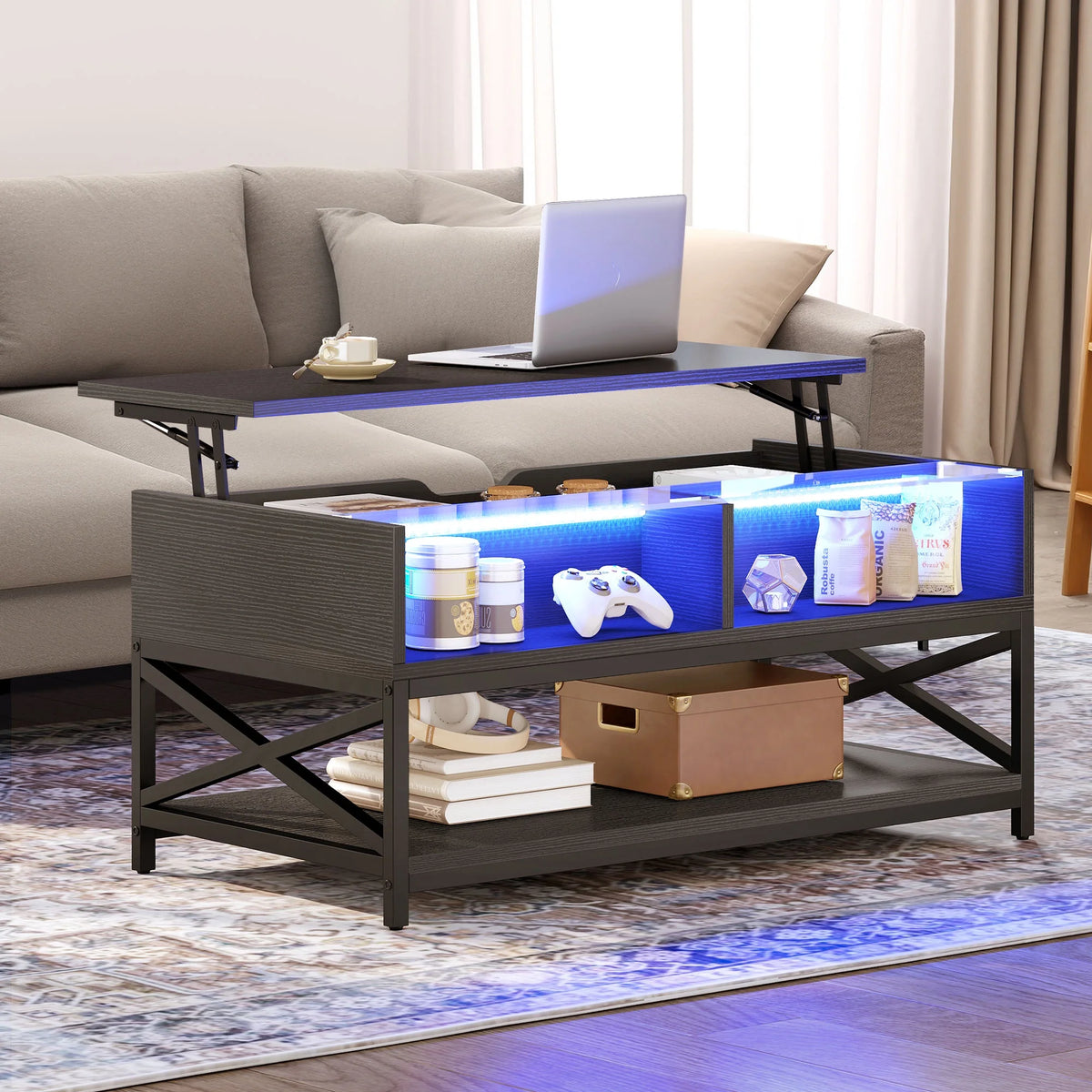Black Lift Top Coffee Table with Storage F174