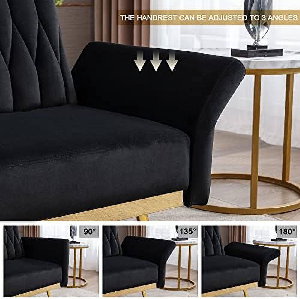 Black Velvet Single Sofa Chair with Ottoman S245226