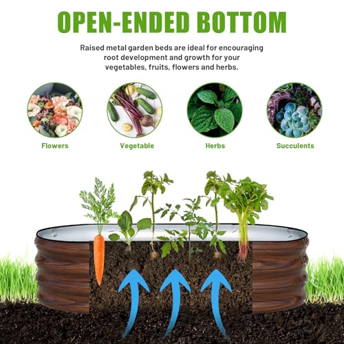Galvanized Raised Garden Bed, 2 Pcs 4x2x1ft Oval Metal Planter Box Y7932