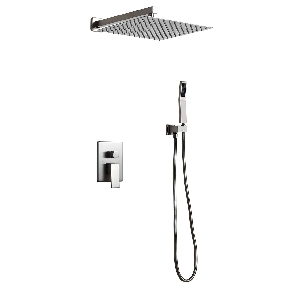 Wall Mounted Rainfall Shower Head Handheld Spray Square Shower Set L94329