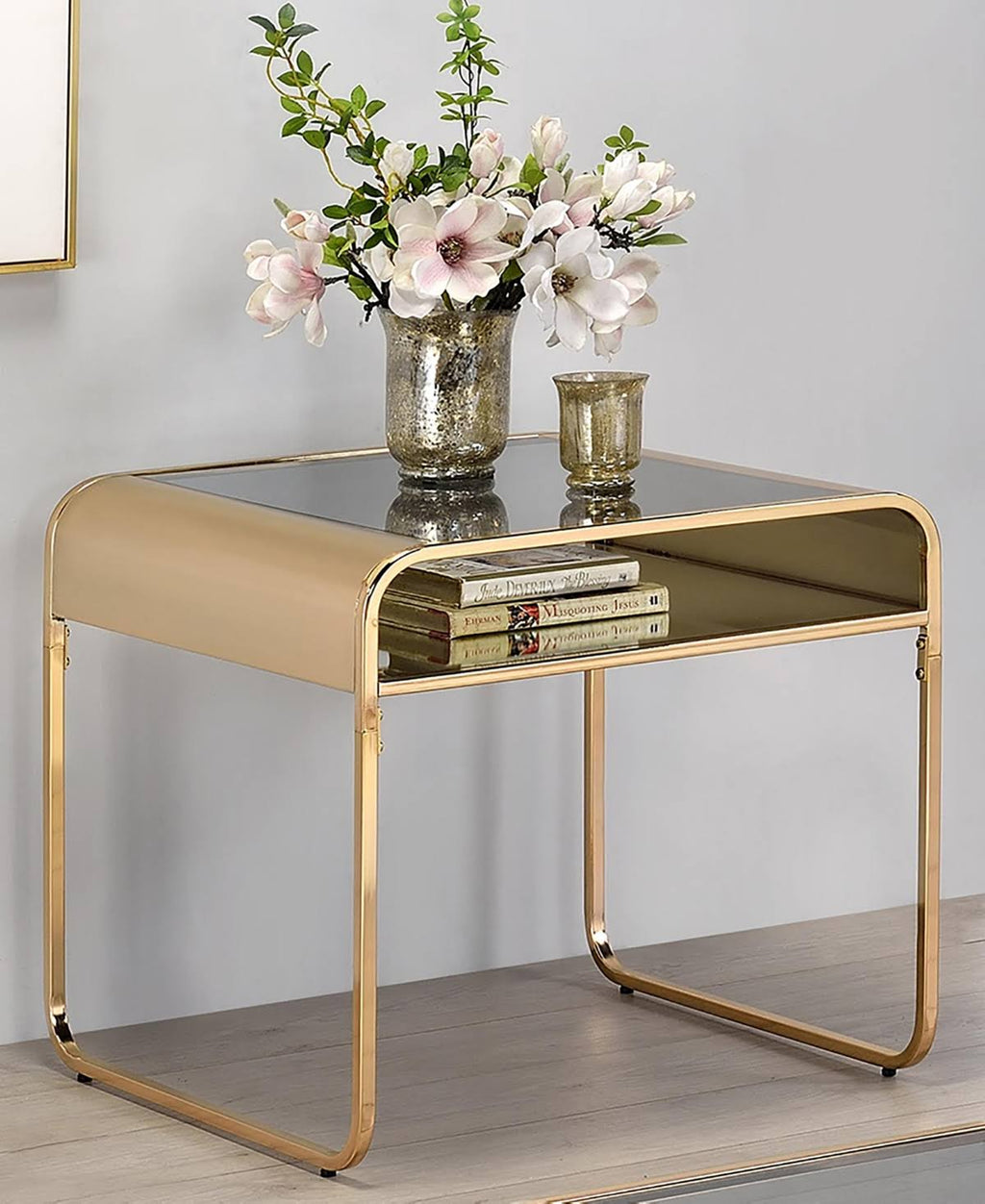 Gold Glass End Table N2349