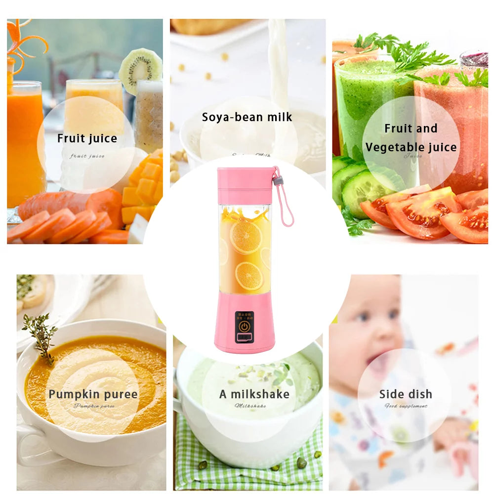 Portable Mini Blender USB Rechargeable Pink C166