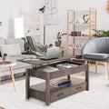 2 Drawer Lift Top Coffee Table with Hidden Compartment Gray Z613377