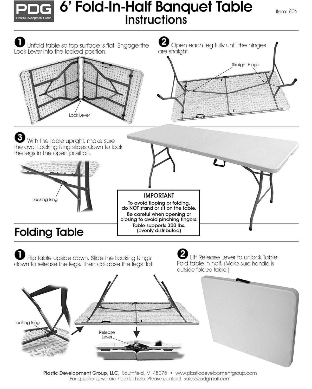 6 Foot White Plastic Resin Folding Table X82119