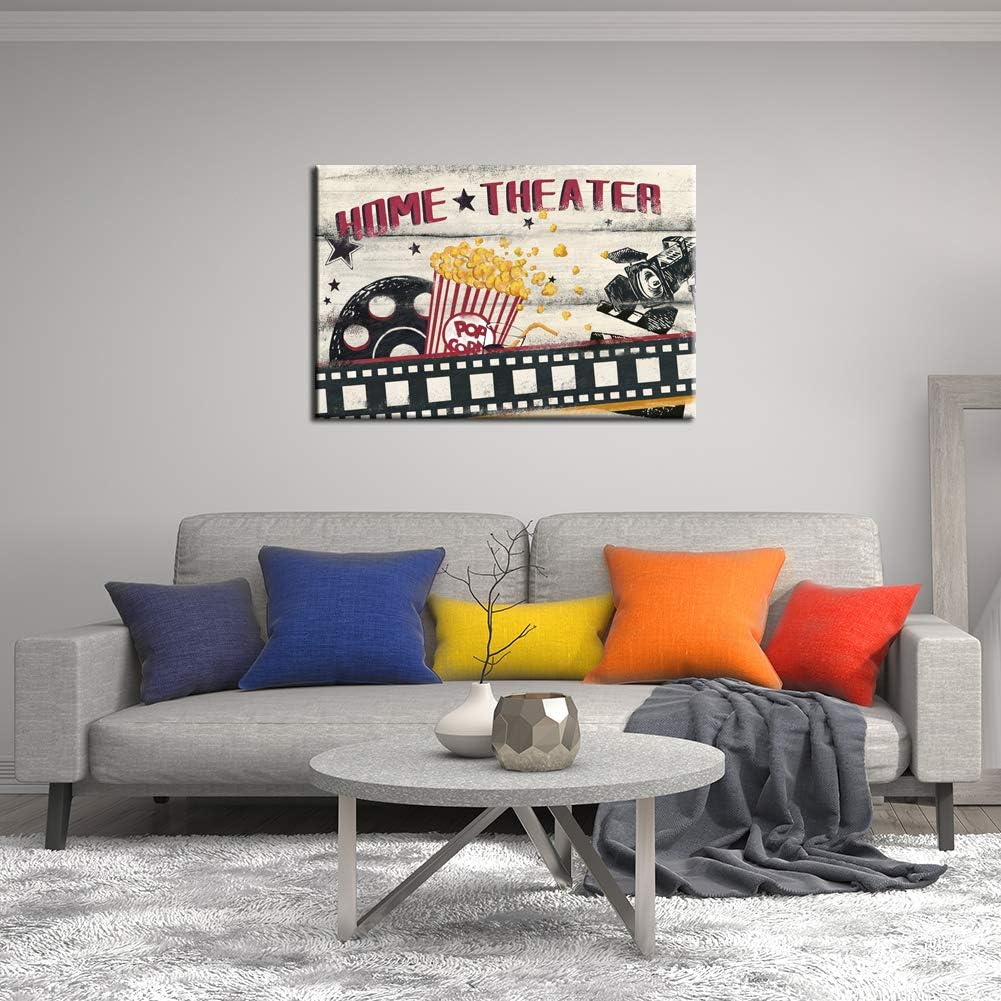 Vintage Canvas Wall Art Cinema Film Reels Popcorn Poster Print on Canvas R31261