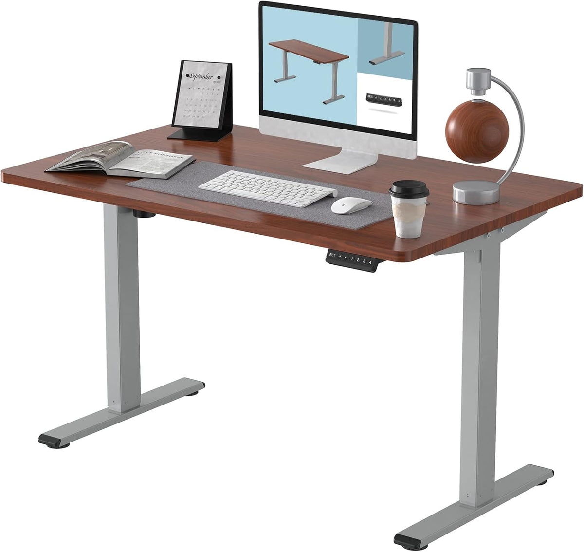 Electric Height Adjustable Standing Desk 48 x 24 Inches White B926
