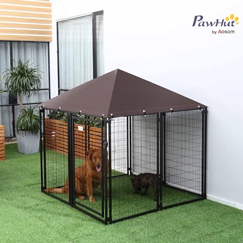 4.6' x 4.6' x 5' Black Welded Wire Outdoor Dog Kennel H359973