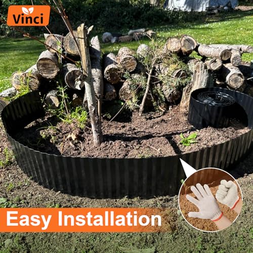 Black 12 Inch x 20 FT Corrugated Metal Garden Border Edging L269195