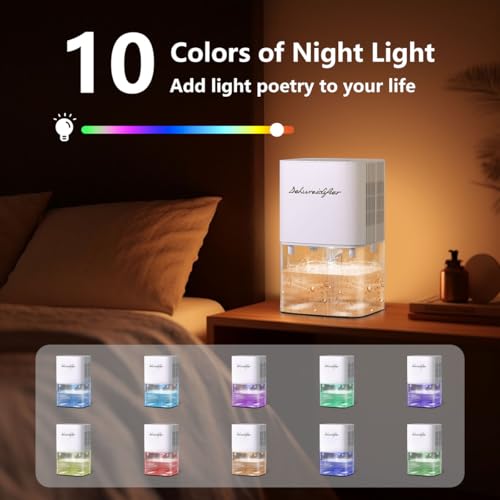 1800ML Small Dehumidifier with 10 Color Lights 5 Timers 3 Modes L59400