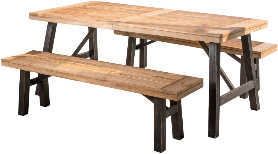 Brushed Grey Acacia Wood Dining Set O113