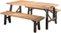 Brushed Grey Acacia Wood Dining Set O113