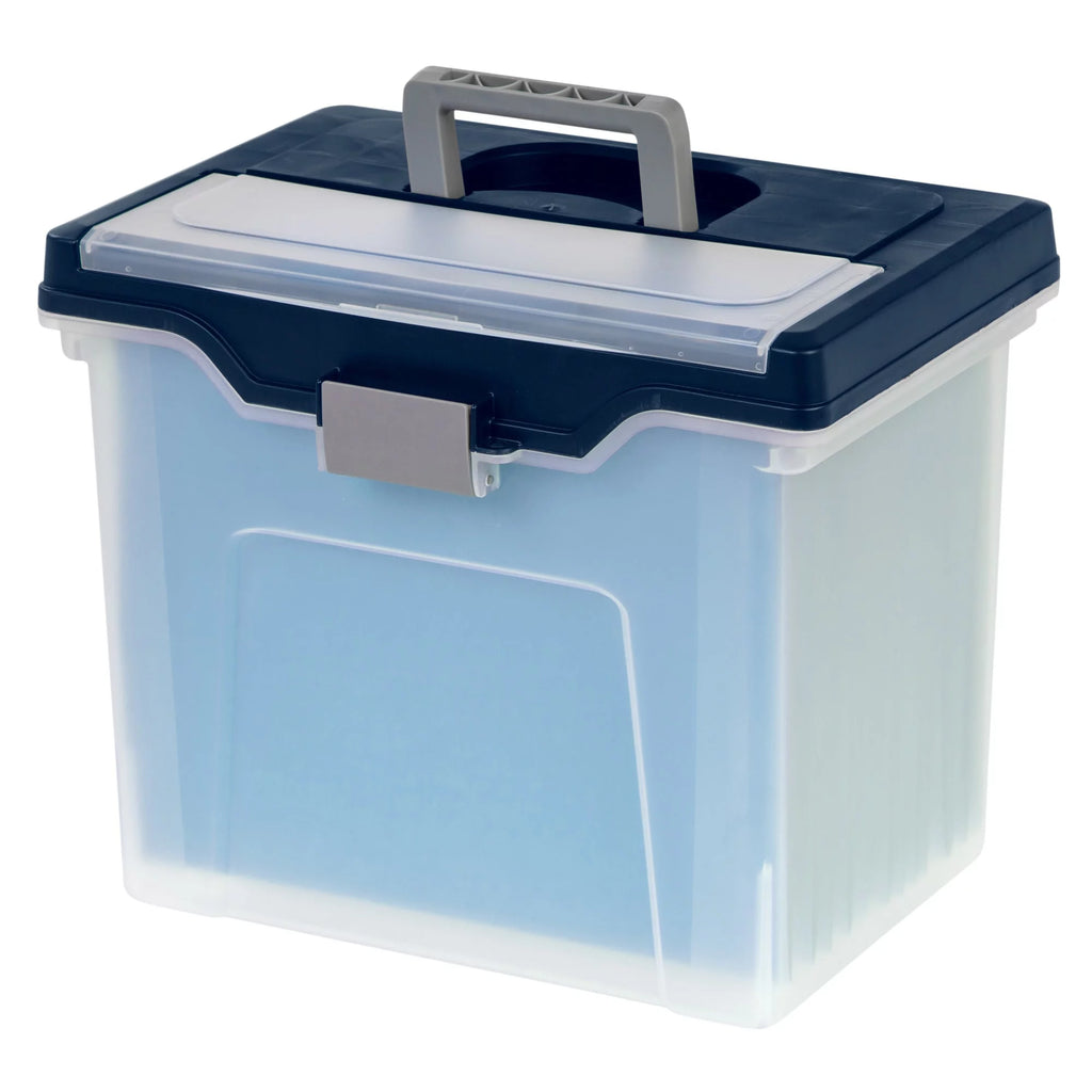 Large Mobile File Box Letter Size Clear Blue U648
