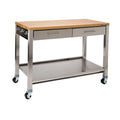 Stainless Steel Kitchen Island with Solid Wood Top G779268