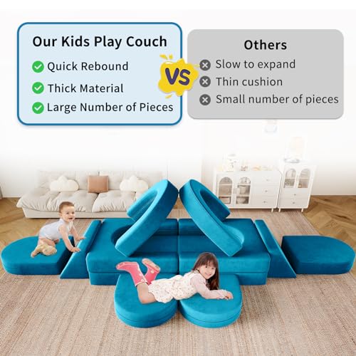 12PCS Modular Toddler Couch with Triangular Cushions and Arches (Gray) V4406