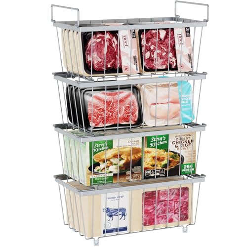 4 Pack Stackable Small Freezer Organizer Bins, White V5012