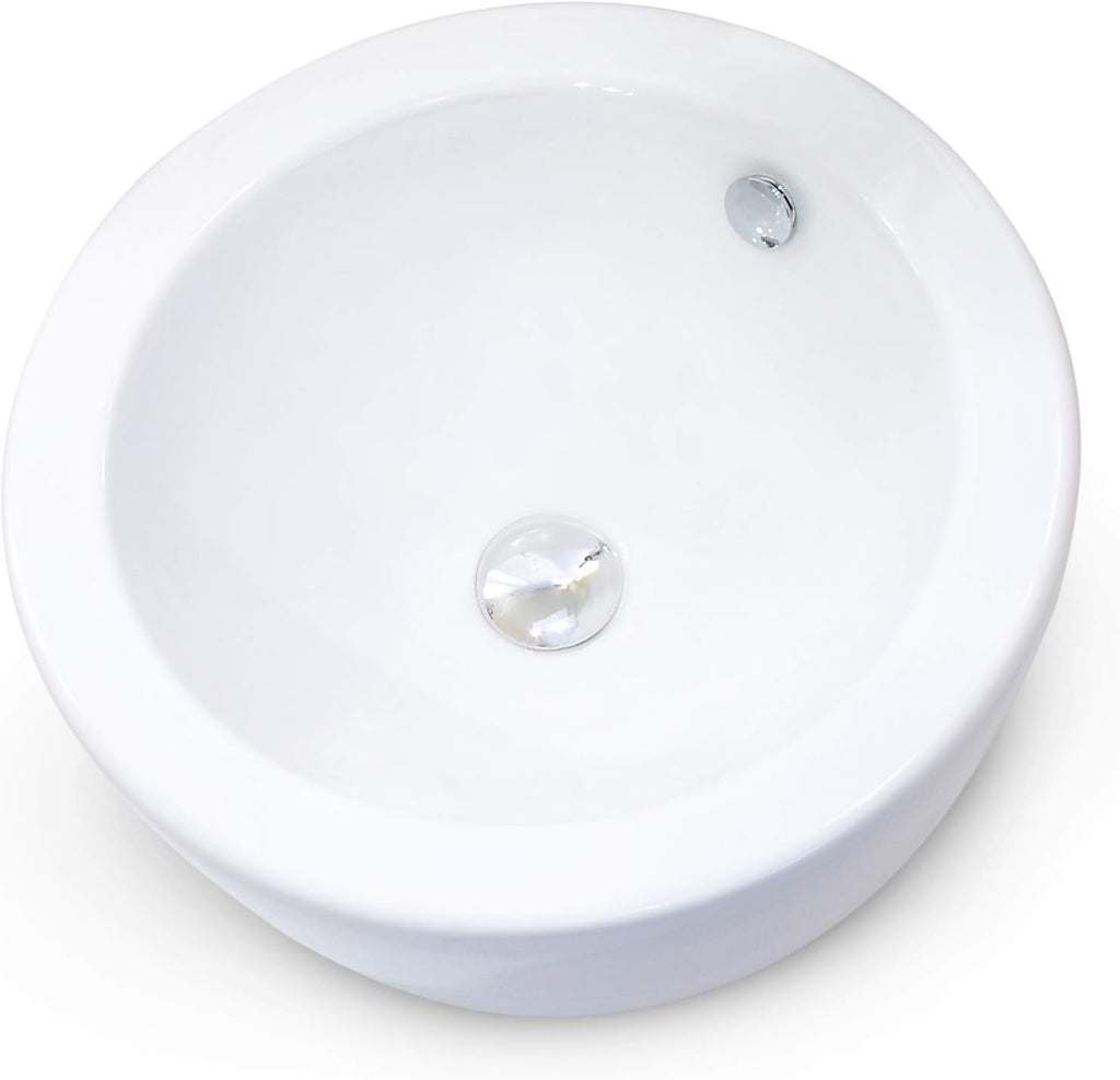 18 Inch Round Ceramic Vessel Sink with Overflow P908