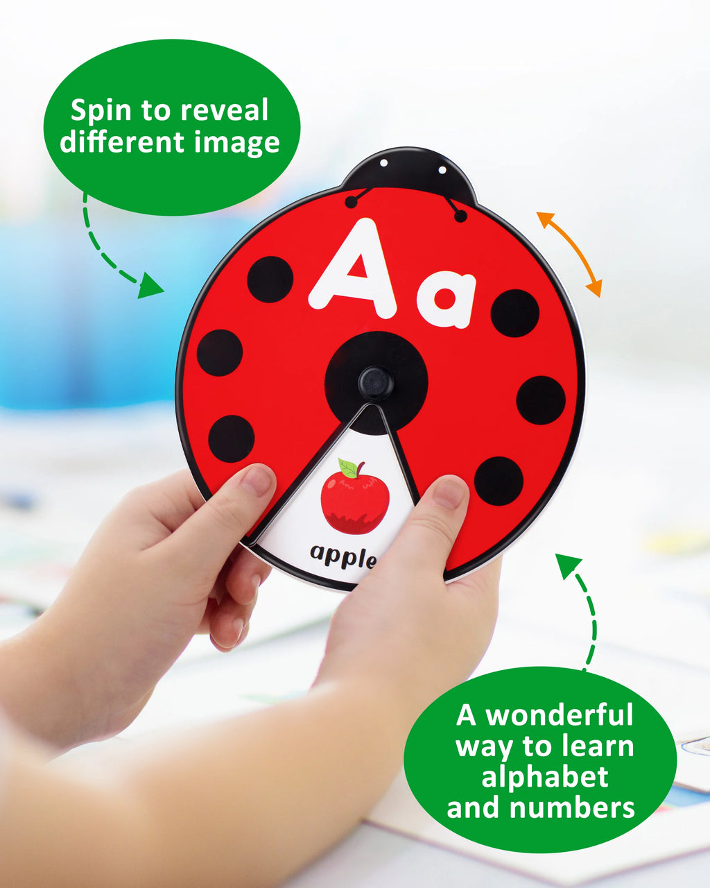 Interactive Alphabet Learning Toy, ABC Number Letters Spinning Game, Sight Words Animal Pattern Ladybug Cards, Montessori Educational Toy for 3 4 5 Year Old Baby Toddlers M231700