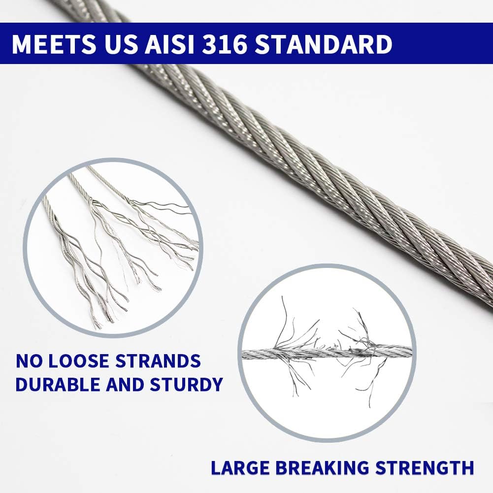 1/8 T316 Stainless Steel Cable 7 x 7 Strands A13378