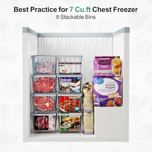 4 Pack Stackable Small Freezer Organizer Bins, White V5012